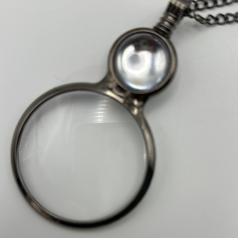 Vintage Silver Magnifying Glass Necklace